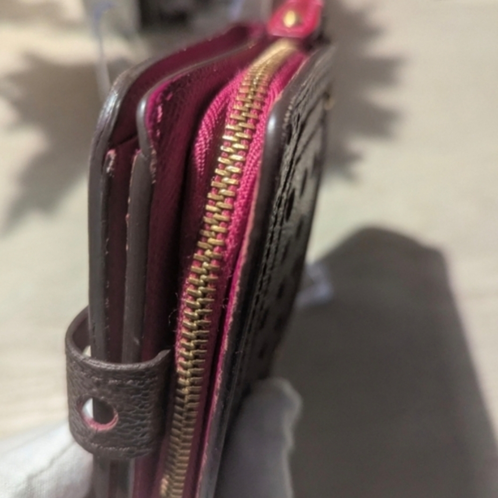 Louis Vuitton Perforated Metallic Brown Wallet with Magenta Interior - Picture 7 of 15